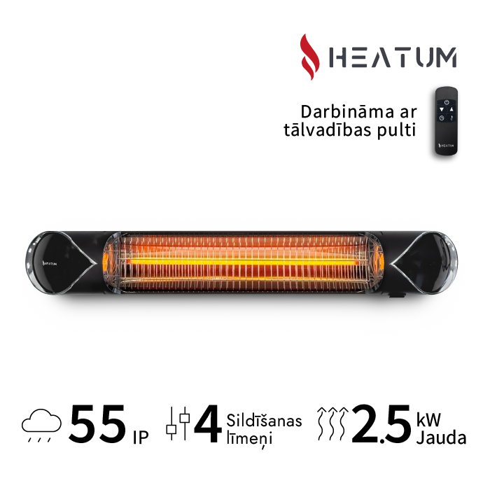 Infrasarkanais sildītājs Heatum CORE H2500R Black