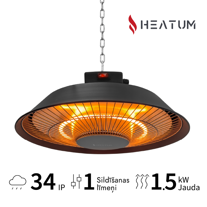 Infrasarkanais sildītājs Heatum AURA H1500 Black