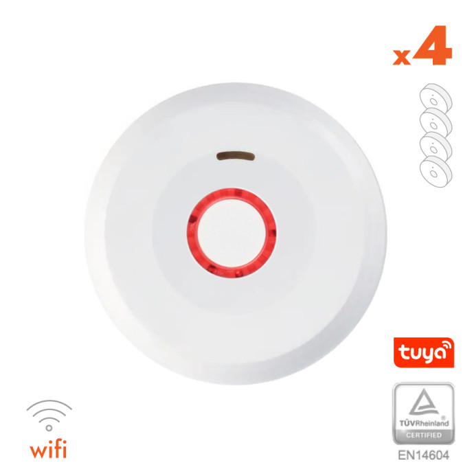 Dūmu detektors XP-750W ar WIFI, integrētu 10 gadu 3V akumulatoru (4 gab.)