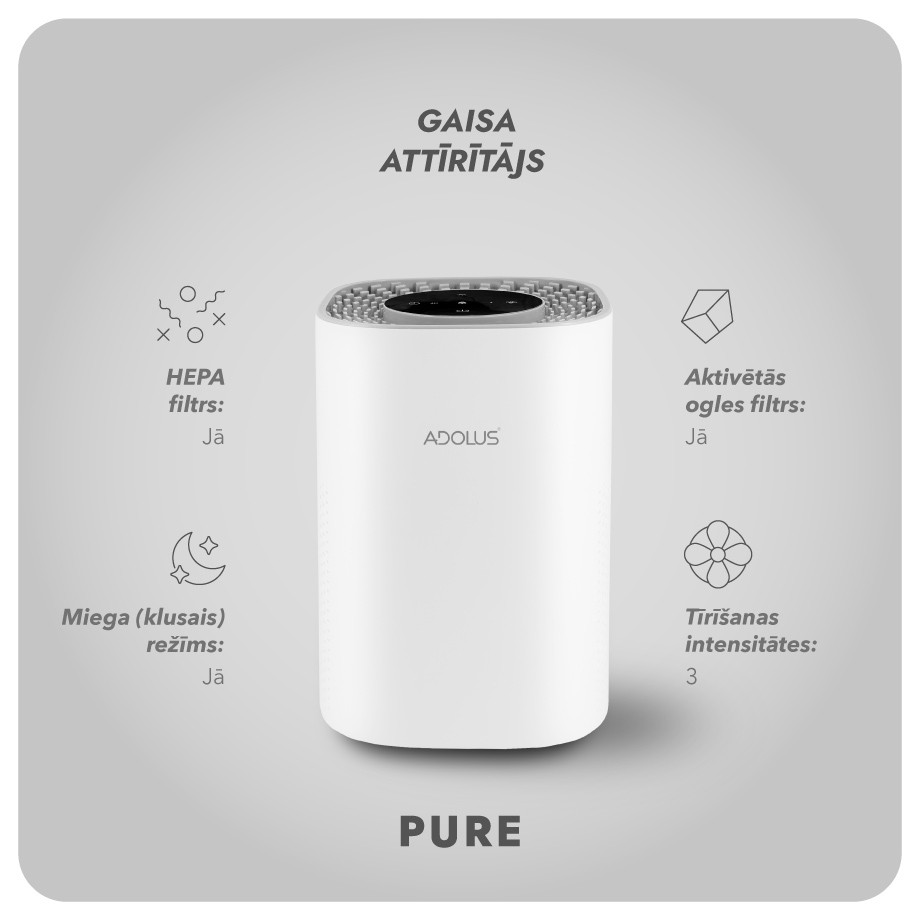 Gaisa attīrītājs Adolus PURE 6W + Filtrs