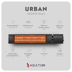 Pastāvīgi novietojamais infrasarkano staru sildītājs Heatum H2000R URBAN Black ar trijkāju statīvu2