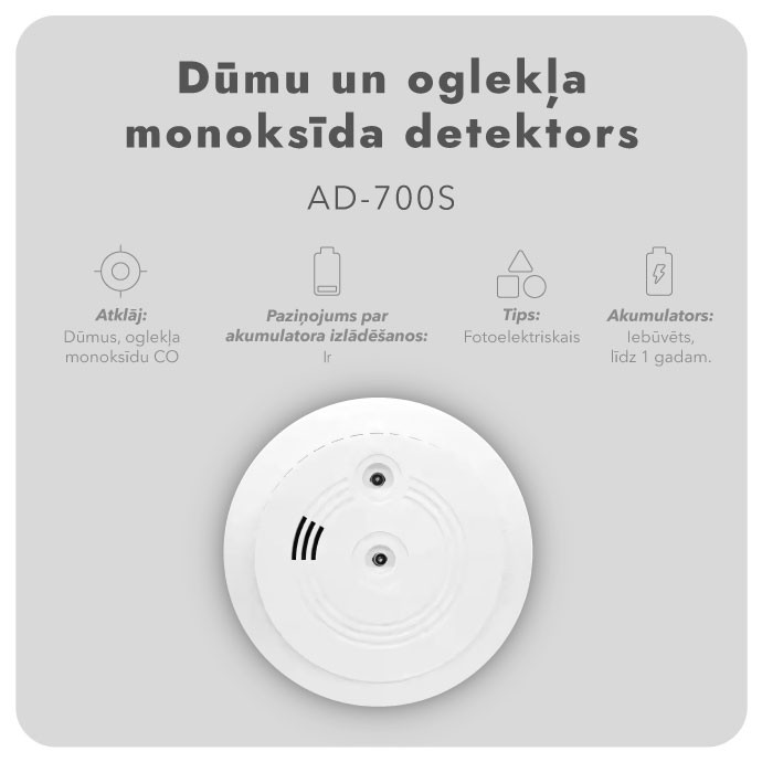 Dūmu un oglekļa monoksīda detektors AD-700S (6 gab.)2