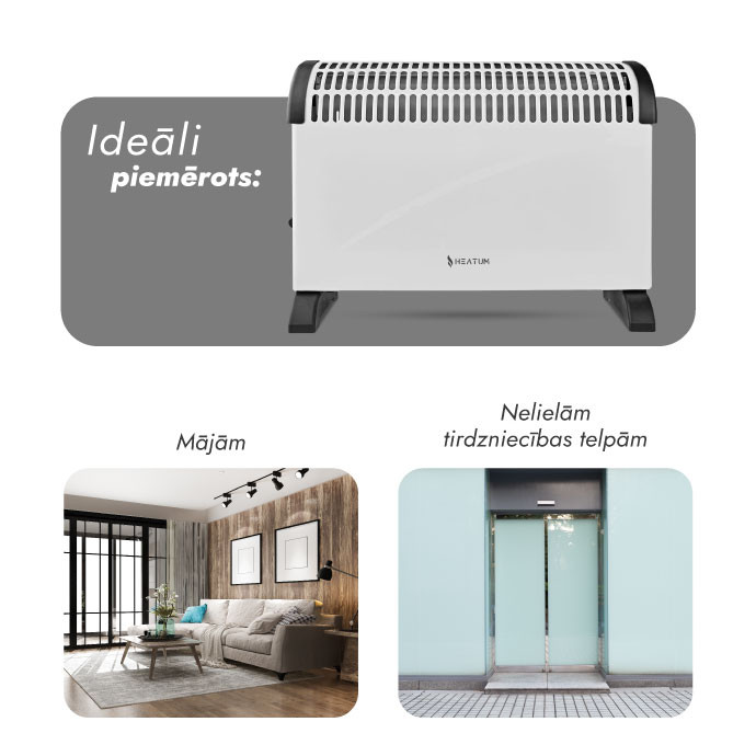 Konvekcijas sildītājs (elektriskais radiators) Heatum THERMA H2000 Balts
