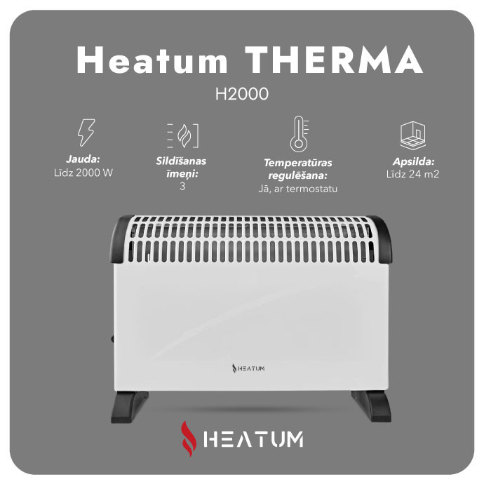 Konvekcijas sildītājs (elektriskais radiators) Heatum THERMA H2000 Balts