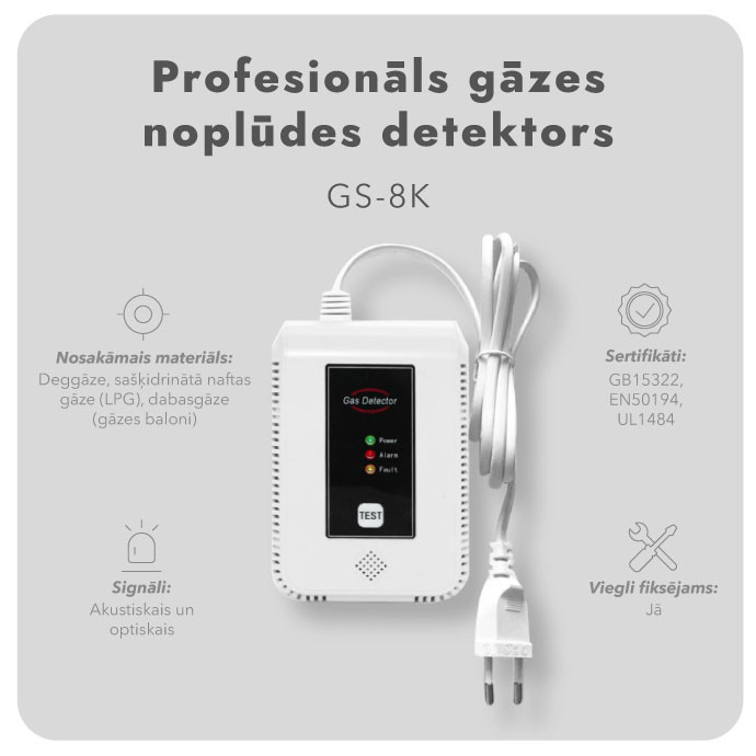 Profesionāls gāzes noplūdes detektors GS-8K