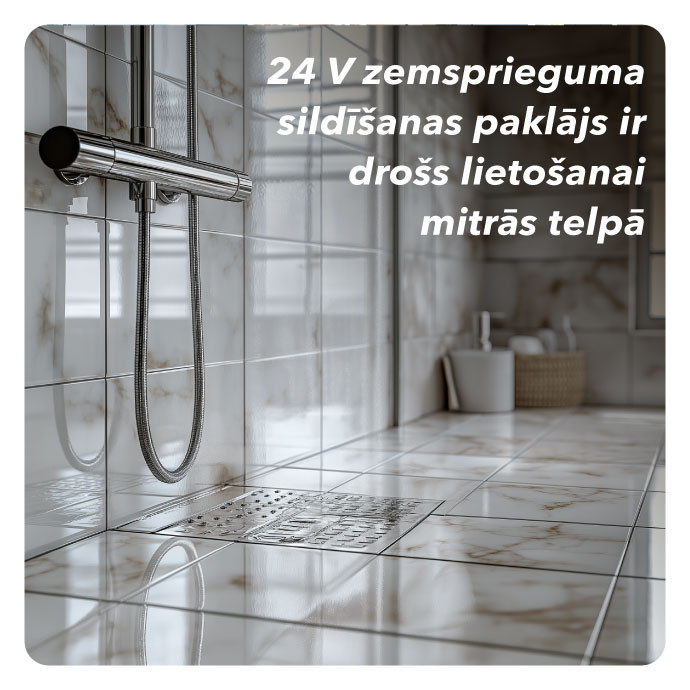 Elektriski apsildāms grīdas paklājs - režģis Warmset Black 150 W 24 V  (150-1.5-24)