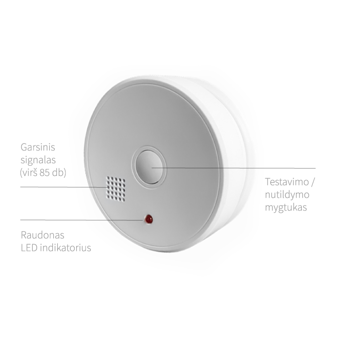 Dūmu detektors XP-350 ar maināmu 9V akumulatoru