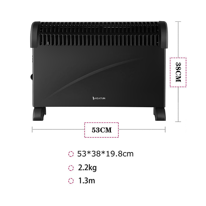 Konvekcijas sildītājs (elektriskais radiators) Heatum THERMA H2000 Melns