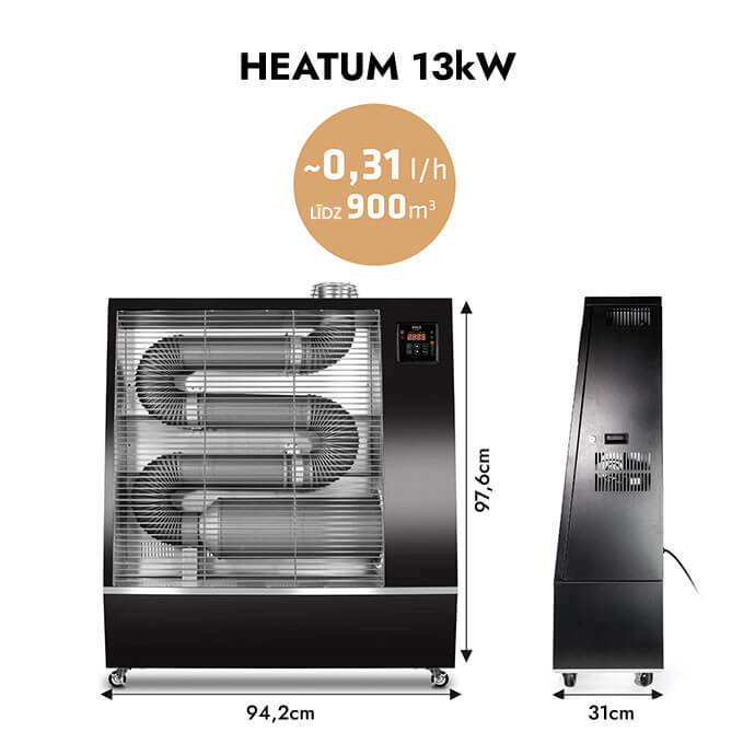 HEATUM dīzeļdegvielas infrasarkanais sildītājs 13 kW ar Wi-Fi 2