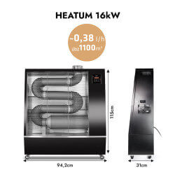 HEATUM dīzeļdegvielas infrasarkanais sildītājs 16 kW ar Wi-Fi 3