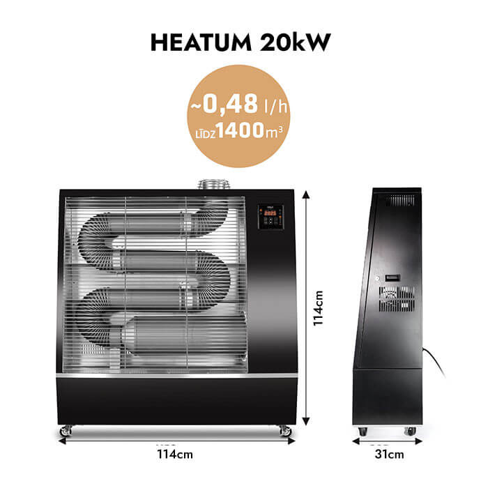 HEATUM dīzeļdegvielas infrasarkanais sildītājs 20 kW ar Wi-Fi 2