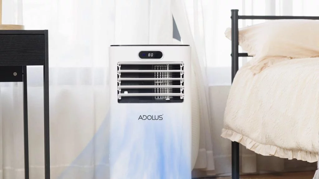Mobilais gaisa kondicionieris ADOLUS ARTIC A2050H ar apsildi un logu blīvējumu